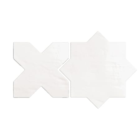 Merola Tile Argile Star - 7" x 14" Specialty Floor and Wall Tile - Glossy, Textured Visual - Sold by Carton (0.72 SF/Carton) Bianco with Bianco Cross