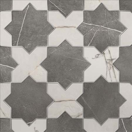 Merola Tile Istanbul Star - 6" x 12" Floor and Wall Tile - Glossy, Matte, Satin Visual - Sold by Carton (8.64 SF/Carton) Night with Day Cross