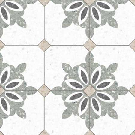 Merola Tile Riviera Octagon - 8" x 8" Mosaic Floor and Wall Tile - Matte Visual - Sold by Carton (11.25 SF/Carton) Antibes Verde with Taco Beige