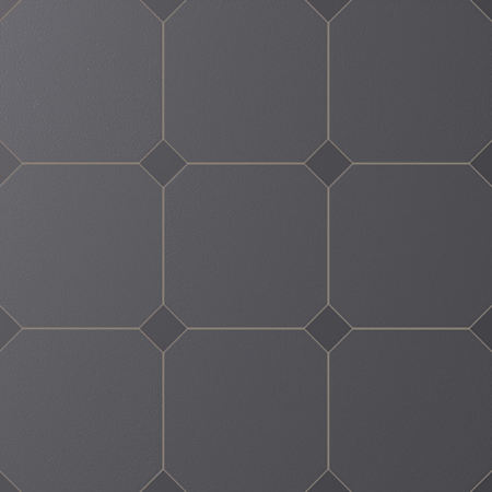 Merola Tile Vaudeville Octagon - 8" x 8" Geometric Floor and Wall Tile - Matte Visual - Sold by Carton (11.25 SF/Carton) Antracita with Taco Antracita