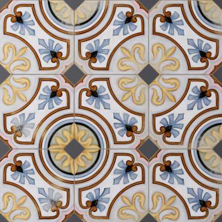 Merola Tile Vaudeville Octagon - 8" x 8" Mosaic Floor and Wall Tile - Matte Visual - Sold by Carton (11.25 SF/Carton) Deco Diglas with Taco Antracita