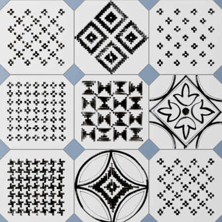 Merola Tile Sample Only of KVV8OVDS Deco Sombra with Taco Azzuro