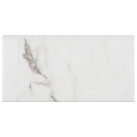 Merola Tile Classico Carrara 6" x 3" Matte Ceramic Thin-Set Tile Bullnose - Sold by Piece (0.5 LF/Piece) Carrara