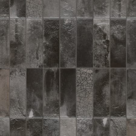 Merola Tile Kings Raku - 8" x 16" Rectangle Wall Tile - Textured Visual - Sold by Carton (10.44 SF/Carton) Black