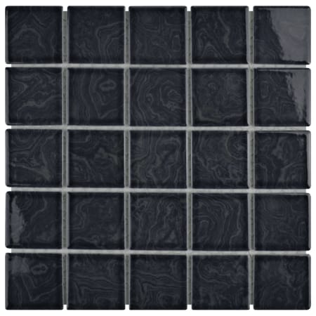Merola Tile Resort - 2" x 2" Square Floor and Wall Mosaic Tile - Glossy Porcelain Visual - Sold by Carton (10.2 SF/Carton) Storm Black