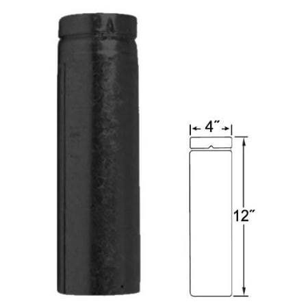 Metalbest 4" Inner Diameter - Type L Pellet Vent Pipe - Double Wall - 10-1/2" Adjustable Pipe Length Black