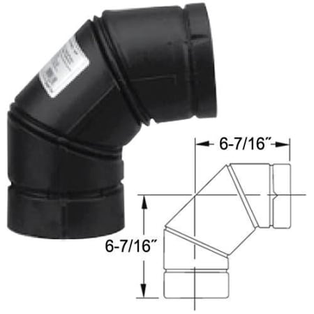 Metalbest 4" Inner Diameter - Type L Pellet Vent Pipe - Double Wall - 90 Degree Elbow Black