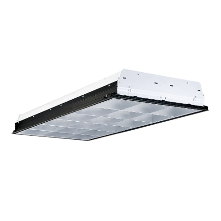 Metalux 2 Light 48" Wide Troffer with Floating Louver - Non-Air Supply Silver / Semi-Specular Haze