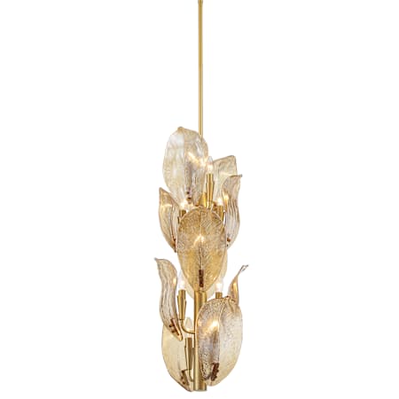 Metropolitan Orchid 10 Light 13" Wide Multi Light Pendant with Handmade Glass Shades Legacy Brass / Amber