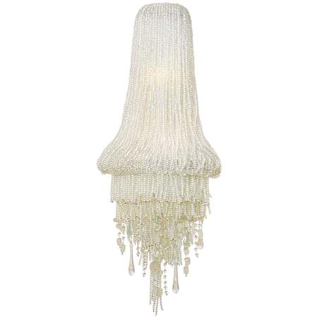 Metropolitan Crystal Reign 2 Light 33" Tall Wall Sconce with Crystal Beads, Sea Glass Shade Polished Nickel