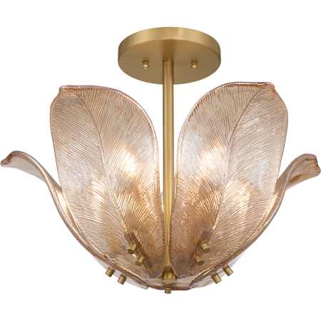 Metropolitan Orchid 5 Light 18" Wide Semi-Flush Bowl Ceiling Fixture Legacy Brass / Amber