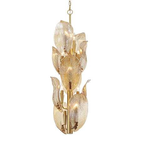 Metropolitan Orchid 10 Light 13" Wide Multi Light Pendant Legacy Brass / Amber