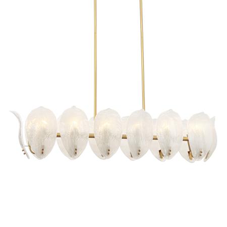 Metropolitan Orchid 14 Light 48" Wide Linear Chandelier Legacy Brass / White