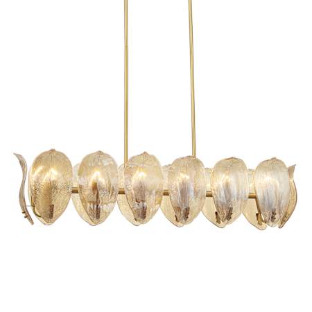 Metropolitan Orchid 14 Light 48" Wide Linear Chandelier Legacy Brass / Amber