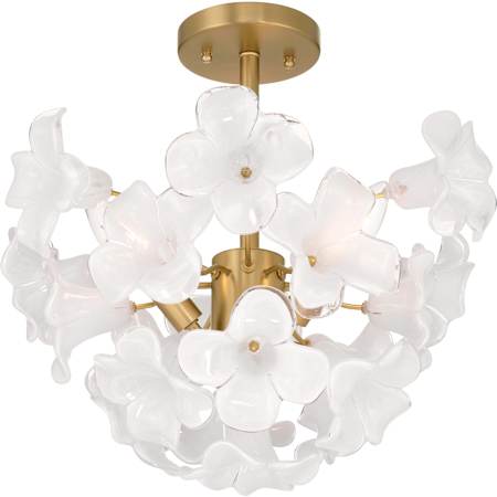 Metropolitan Bloome 3 Light 17" Wide Semi-Flush Ceiling Fixture Legacy Brass