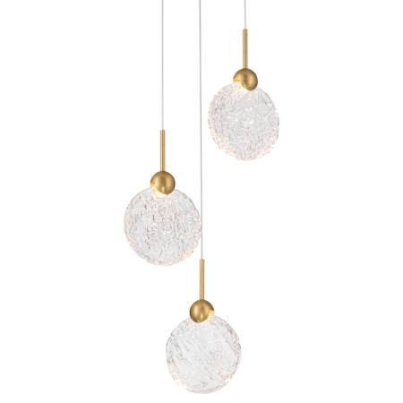 Metropolitan Briselle 10" Wide LED Multi Light Pendant with Clear, Textured Glass Shades Legacy Brass