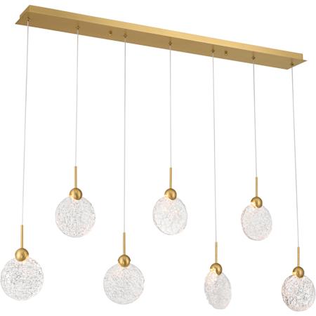 Metropolitan Briselle 47" Wide LED Linear Pendant with Clear, Textured Glass Shades Legacy Brass
