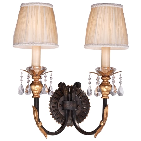 Metropolitan 2 Light Candle-Style Double Wall Sconce from the Bella Cristallo Collection French Bronze with Gold Leaf Highlights