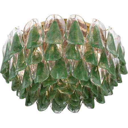 Metropolitan Verla Crest 11 Light 31" Wide Flush Mount Ceiling Fixture Legacy Brass / Green