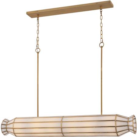 Metropolitan Jaxen 6 Light 48" Wide Linear Chandelier with Frosted Glass Shade Legacy Brass