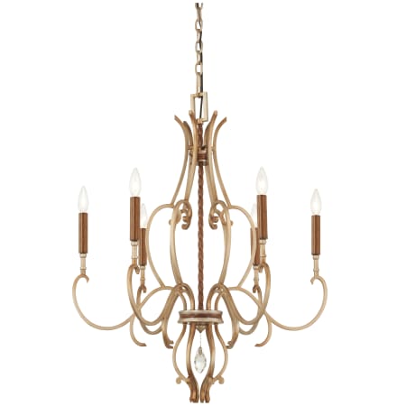 Metropolitan Magnolia Manor 6 Light 27" Wide Taper Candle Style Chandelier Pale Gold / Distressed Bronze