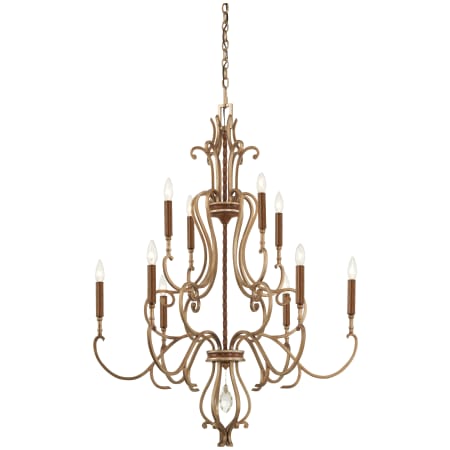 Metropolitan Magnolia Manor 10 Light 33" Wide Taper Candle Style Chandelier Pale Gold / Distressed Bronze