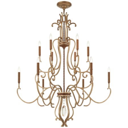 Metropolitan Magnolia Manor 12 Light 42" Wide Taper Candle Style Chandelier Pale Gold / Distressed Bronze