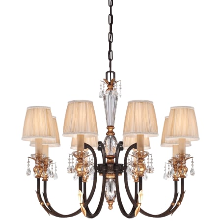 Metropolitan 8 Light 1 Tier Candle Style Crystal Chandelier from the Bella Cristallo Collection French Bronze with Gold Leaf Highlights