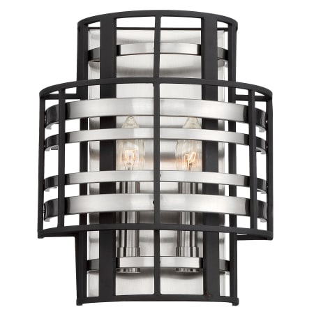 Metropolitan Presten 2 Light 12" Tall Wall Sconce Brushed Nickel / Sand Coal