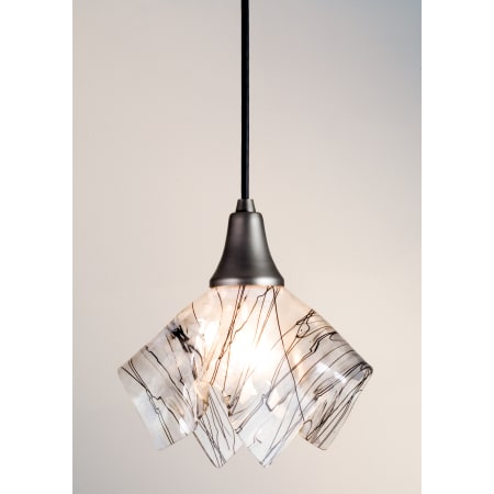 Meyda Tiffany Mini Pendant from the Metro Handkerchief Collection Black / White Streamers