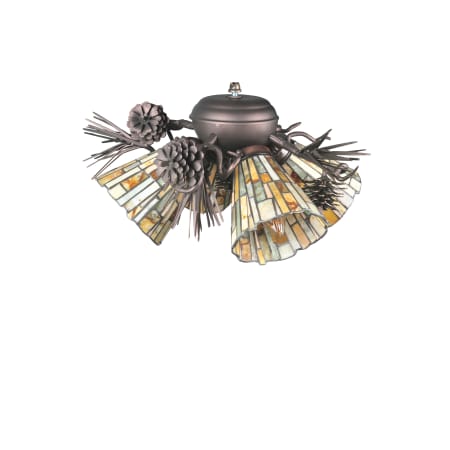 Meyda Tiffany Four Light Down Lighting Fan Light Kit from the Jadestone Collection Bronze