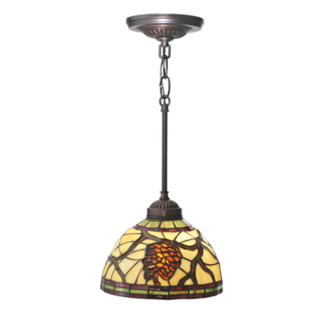 Meyda Tiffany Single Light 8" Wide Mini Pendant with Handmade Shade Bronze