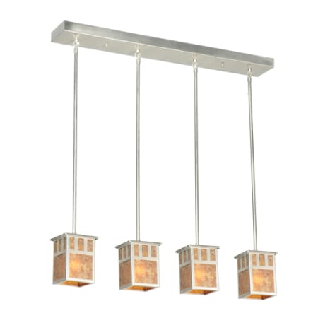 Meyda Tiffany 4 Light 36" Wide Linear Pendant with Handmade Shade Stainless Steel