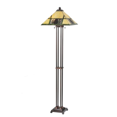 Meyda Tiffany Two Light Up Lighting Floor Lamp from the Pinecone Collection Mahogany Bronze