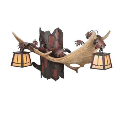 Meyda Tiffany Fallow 24" Wide 2 Light Double Sconce with Mica Glass Shades Redwood