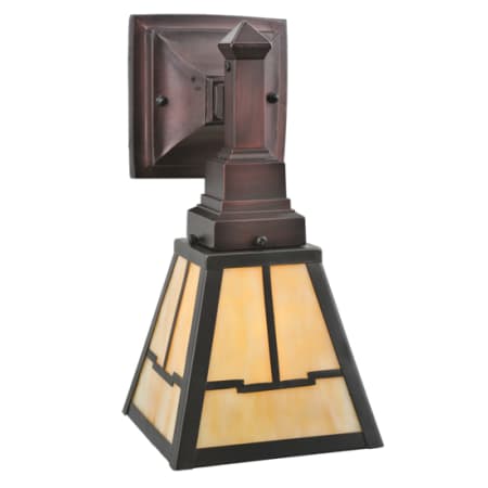 Meyda Tiffany Seneca 9" Wide Single Light Wall Sconce with Mica Glass Shade Mahogany Bronze