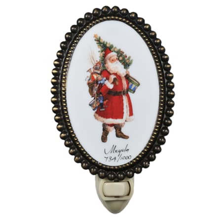 Meyda Tiffany Single Light Up Lighting Oval Christmas Night Light from the Father Christmas Collection Antique Brass