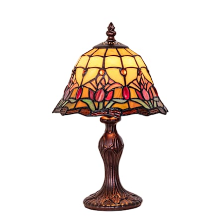 Meyda Tiffany Colonial Tulip 14" Tall Buffet Table Lamp Mahogany Bronze