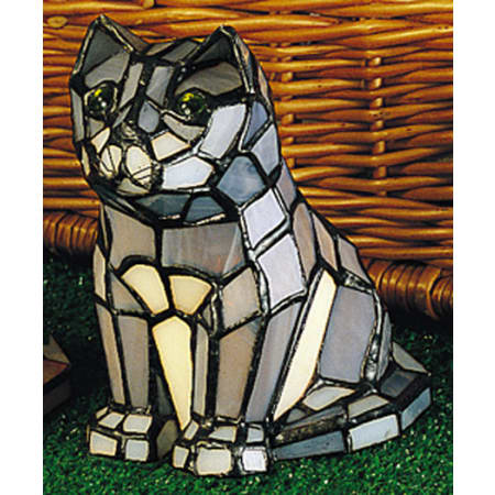 Meyda Tiffany Grey Tabby Cat Stained Glass / Tiffany Specialty Lamp Tiffany Glass