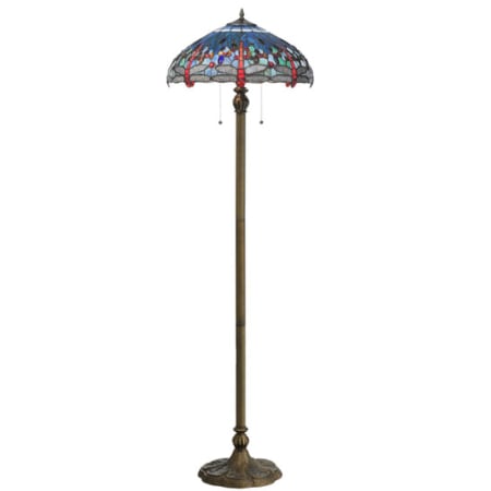 Meyda Tiffany 60" H Tiffany Hanginghead Dragonfly Floor Lamp Orange Beige