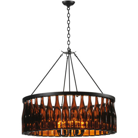 Meyda Tiffany Tuscan Vineyard 12 Light 1 Tier Wine Bottle Drum Chandelier Black