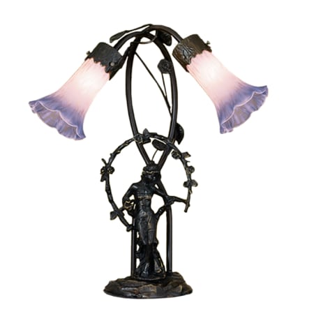 Meyda Tiffany Two Light Down Lighting Table Lamp from the Trellis Girl Collection Black