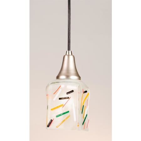 Meyda Tiffany Single Light 5" Wide Mini Pendant with Handmade Shade Clear / Multi Noodles