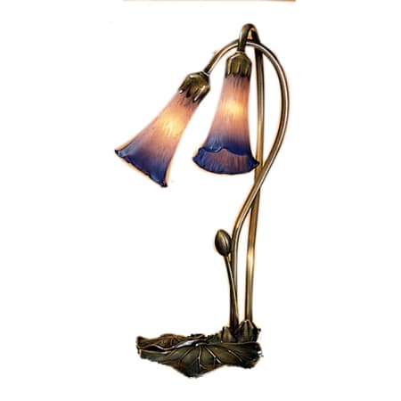 Meyda Tiffany Stained Glass / Tiffany Desk Lamp from the Lilies Collection Pink / Blue