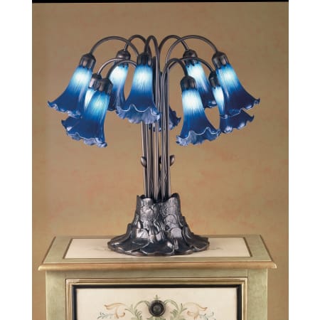 Meyda Tiffany Stained Glass / Tiffany Table Lamp from the Lilies Collection Blue