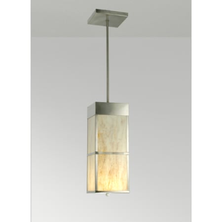 Meyda Tiffany 4 Light 8" Wide Mini Pendant with Handmade Shade Satin Steel