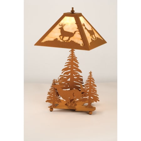 Meyda Tiffany Lodge Style Deer in the Woods Table Lamp Earth