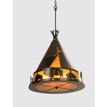 Meyda Tiffany 4 Light 24" Wide Pendant with Handmade Shade Timeless Bronze