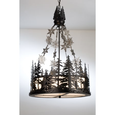 Meyda Tiffany 4 Light 22" Wide Pendant with Handmade Shade Black