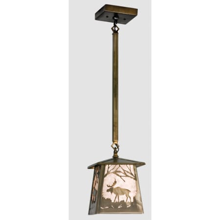 Meyda Tiffany Single Light 10" Wide Mini Pendant with Handmade Shade Antique Copper